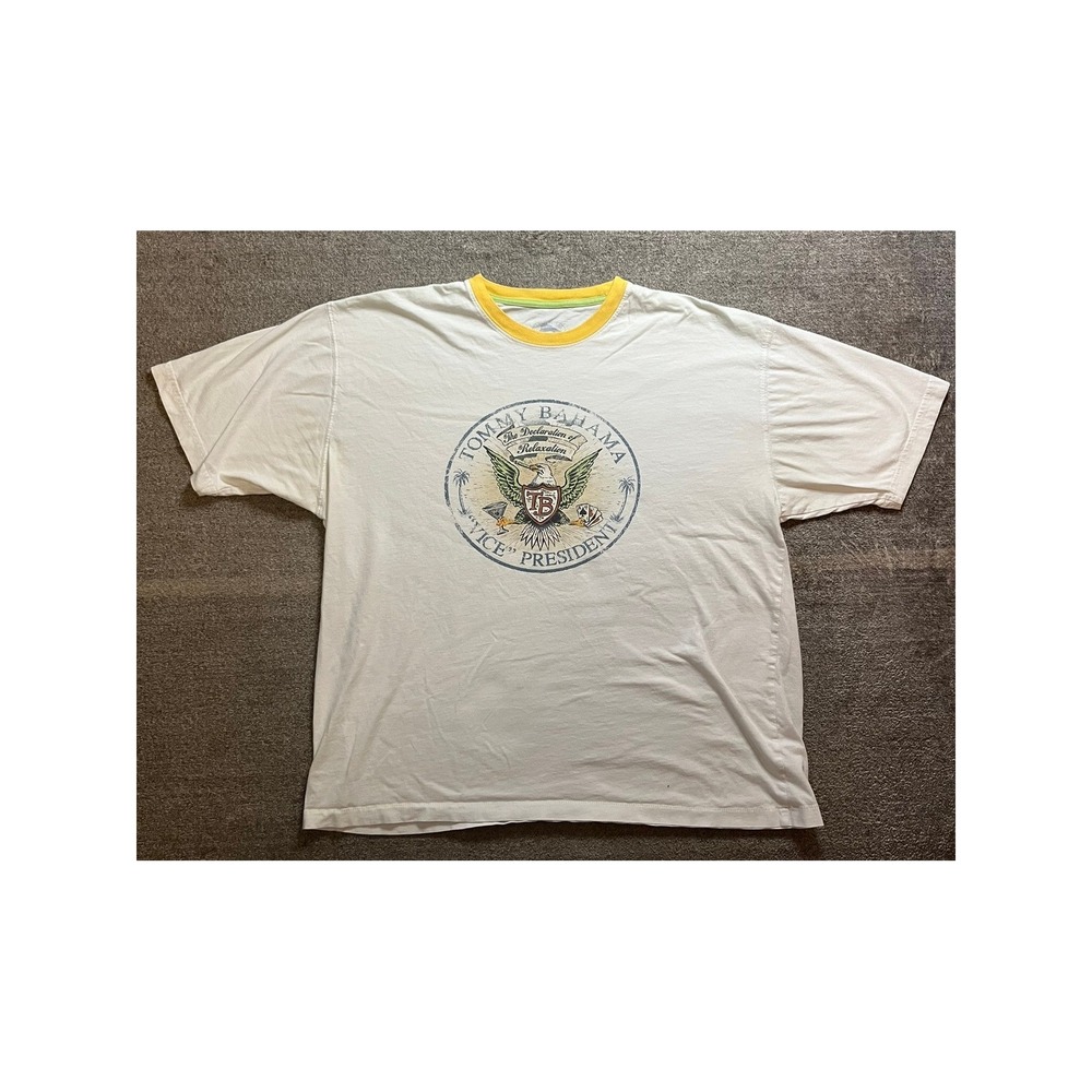 Tommy Bahama Mens XL Vice President of Relaxation Graphic Ringer T-Shirt White